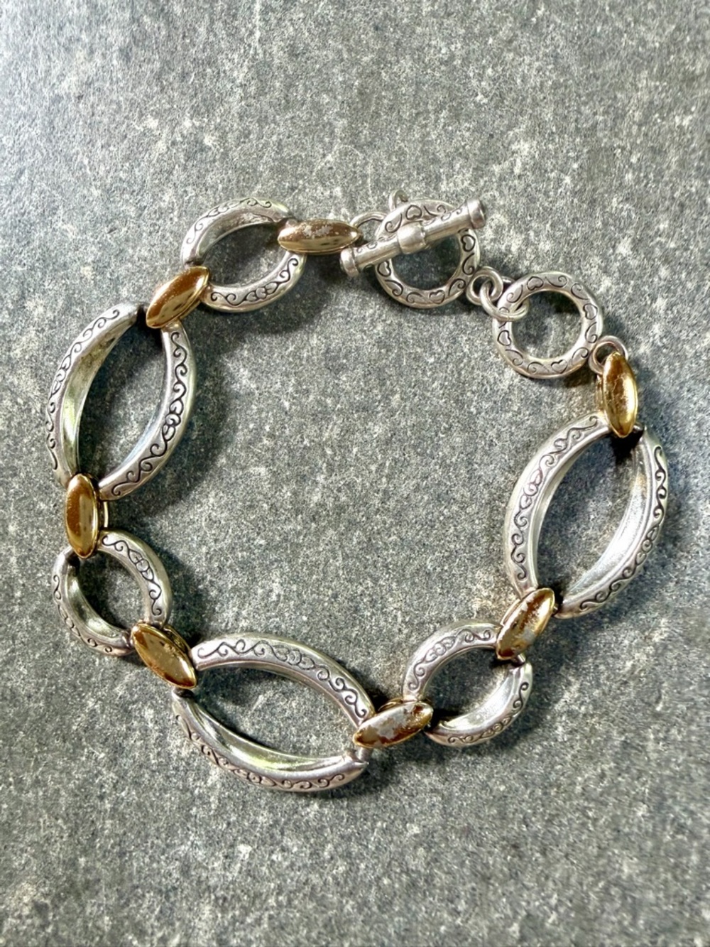 Brighton Two-Tone Silver and Gold Oval Alta Link Bracelet